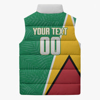 Guyana Basketball Custom Sleeveless Puffer Jacket Tropical Leaves Flag Style