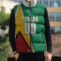 Guyana Basketball Custom Sleeveless Puffer Jacket Tropical Leaves Flag Style