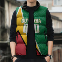 Guyana Basketball Custom Sleeveless Puffer Jacket Tropical Leaves Flag Style