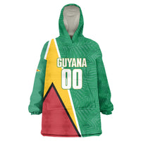 Guyana Basketball Custom Wearable Blanket Hoodie Tropical Leaves Flag Style