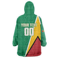 Guyana Basketball Custom Wearable Blanket Hoodie Tropical Leaves Flag Style