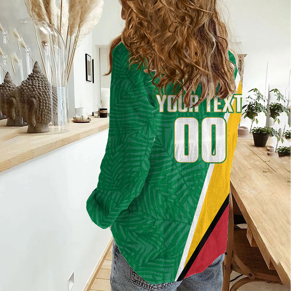 Guyana Basketball Custom Women Casual Shirt Tropical Leaves Flag Style