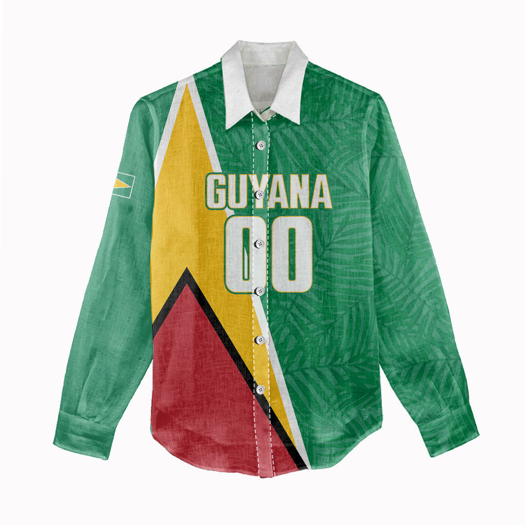 Guyana Basketball Custom Women Casual Shirt Tropical Leaves Flag Style