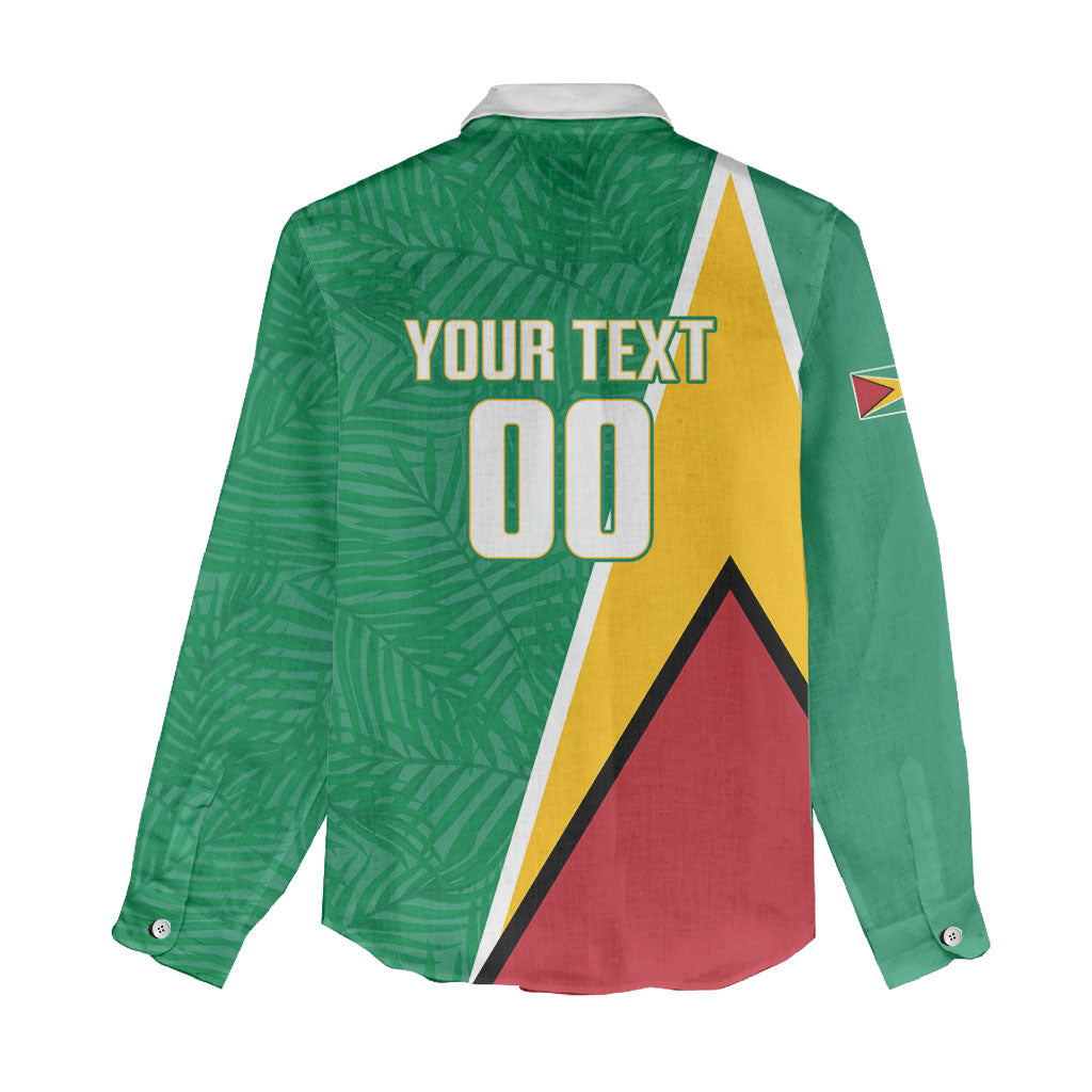 Guyana Basketball Custom Women Casual Shirt Tropical Leaves Flag Style