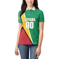 Guyana Basketball Custom Women Polo Shirt Tropical Leaves Flag Style