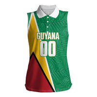 Guyana Basketball Custom Women Sleeveless Polo Shirt Tropical Leaves Flag Style