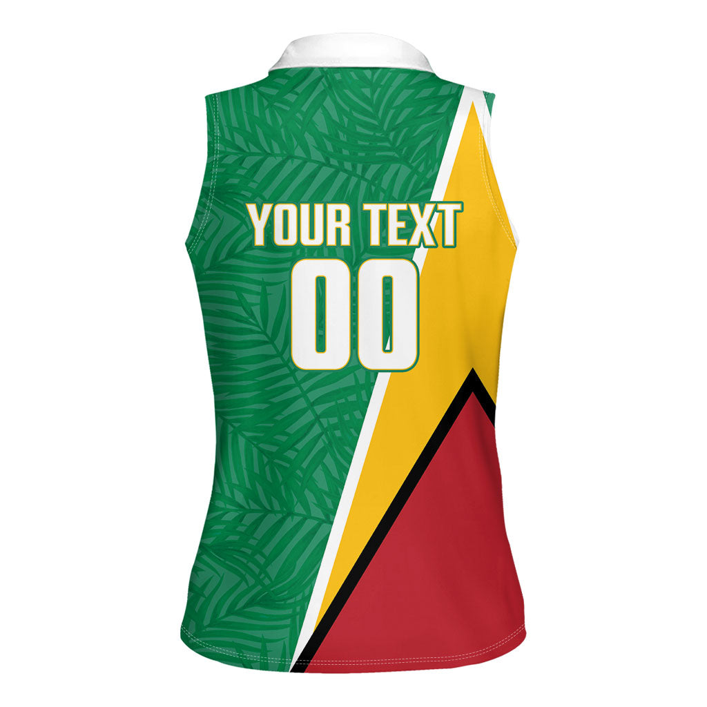 Guyana Basketball Custom Women Sleeveless Polo Shirt Tropical Leaves Flag Style