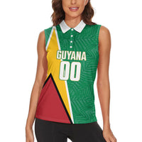 Guyana Basketball Custom Women Sleeveless Polo Shirt Tropical Leaves Flag Style