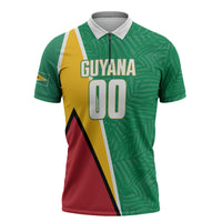 Guyana Basketball Custom Zipper Polo Shirt Tropical Leaves Flag Style
