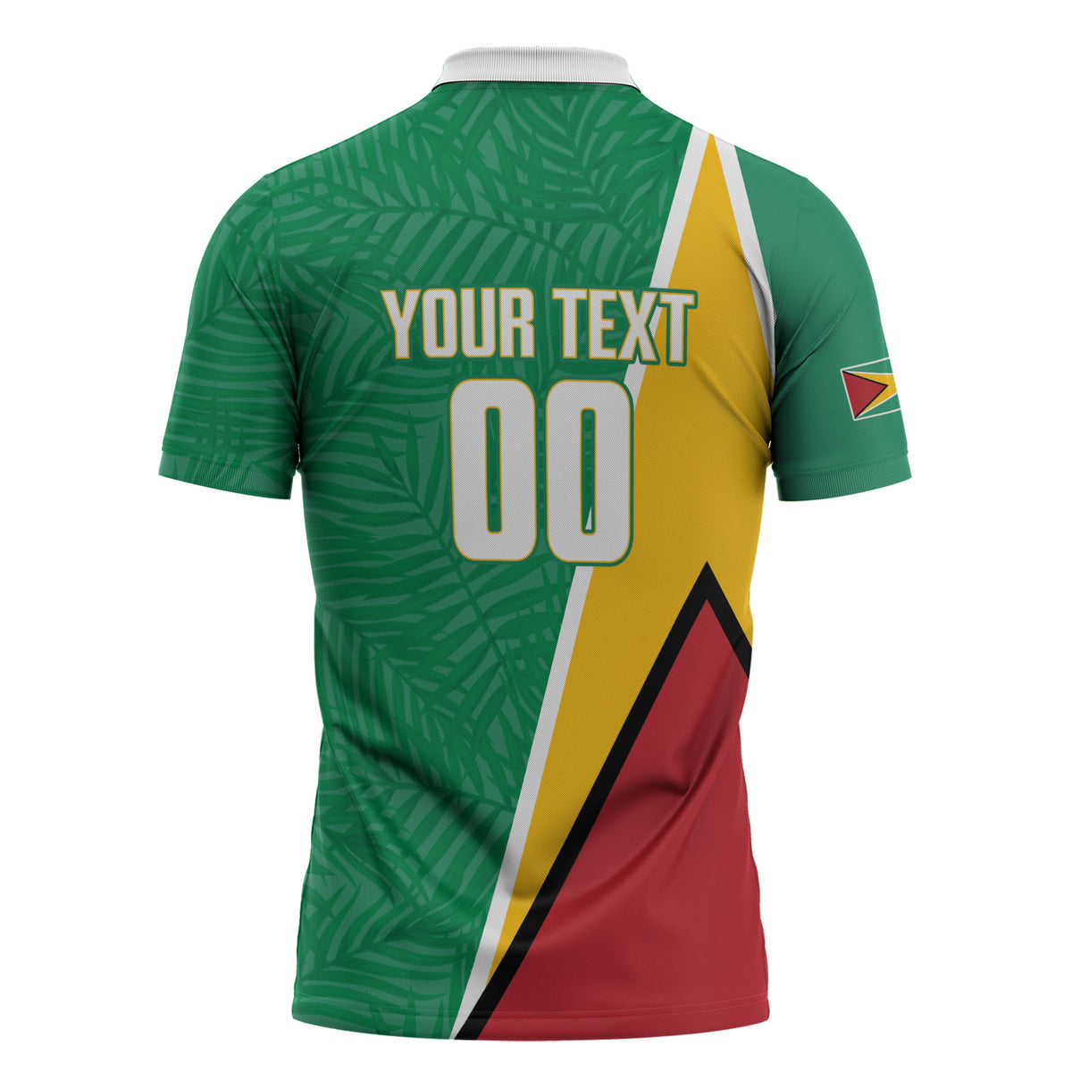 Guyana Basketball Custom Zipper Polo Shirt Tropical Leaves Flag Style
