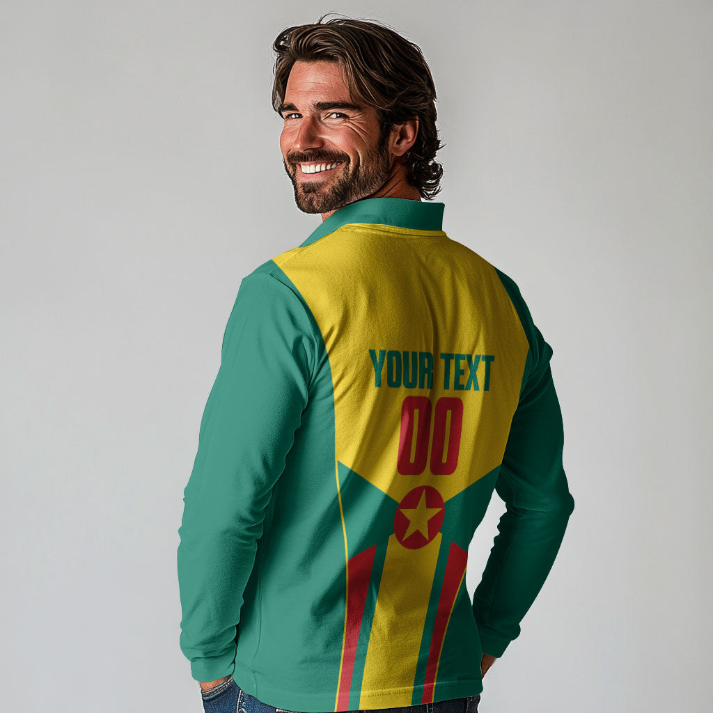 Grenada Basketball Custom Long Sleeve Polo Shirt Go Island of Spice