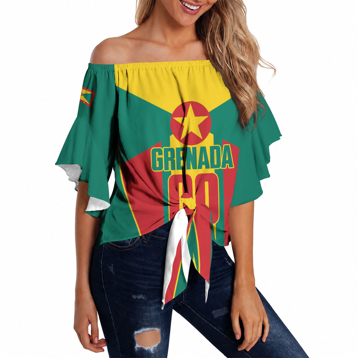 Grenada Basketball Custom Off Shoulder Wrap Waist Top Go Island of Spice