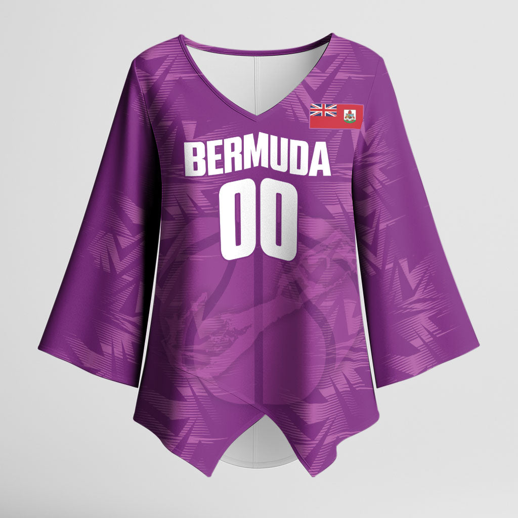 Bermuda Basketball Custom Kimono Sleeve Blouse Bermudian Map Sporty Style