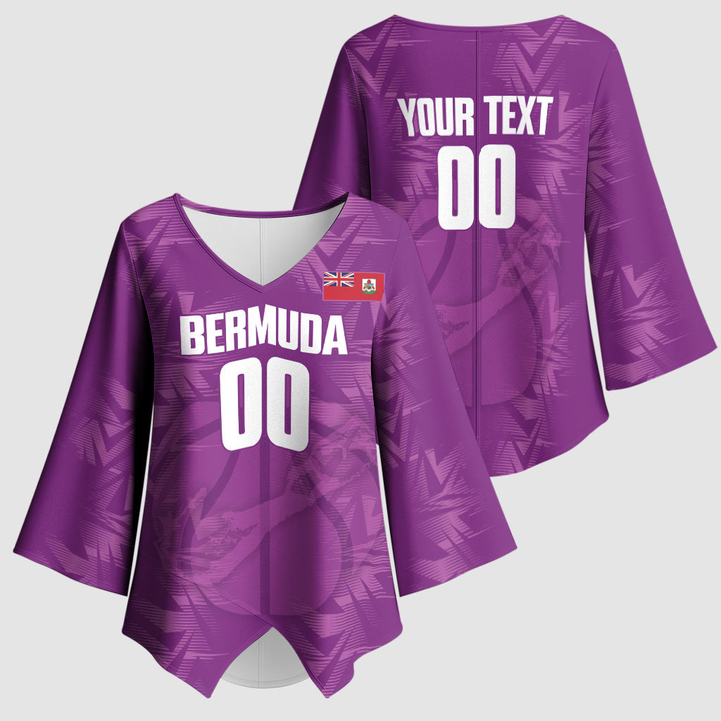 Bermuda Basketball Custom Kimono Sleeve Blouse Bermudian Map Sporty Style