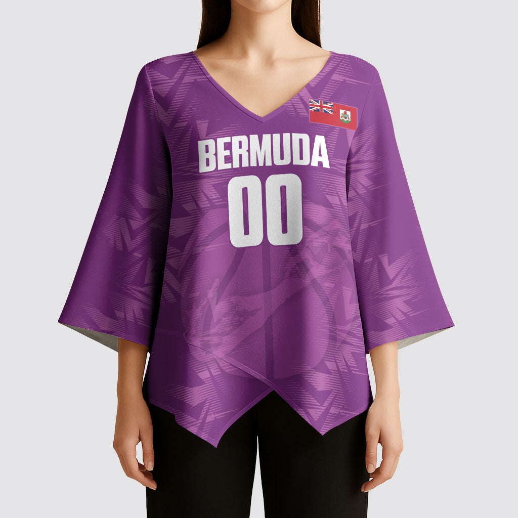 Bermuda Basketball Custom Kimono Sleeve Blouse Bermudian Map Sporty Style
