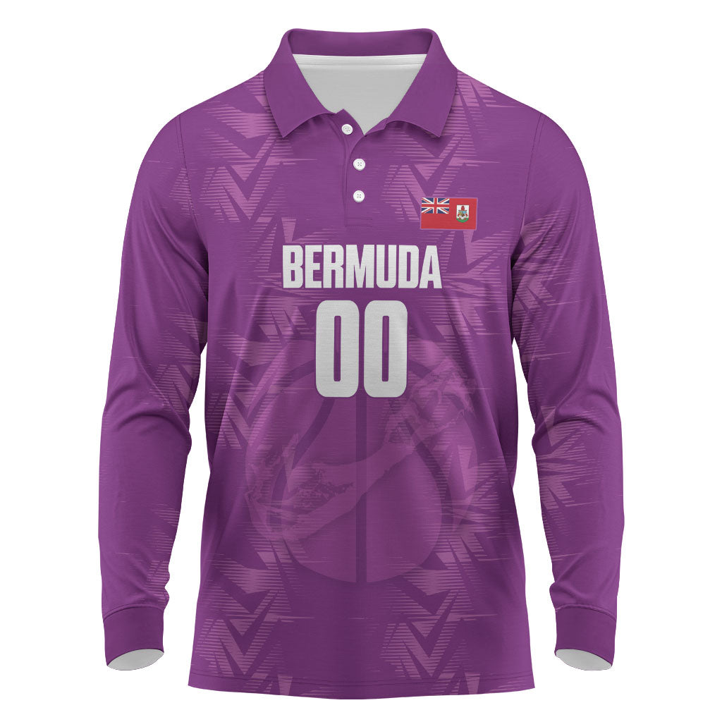 Bermuda Basketball Custom Long Sleeve Polo Shirt Bermudian Map Sporty Style