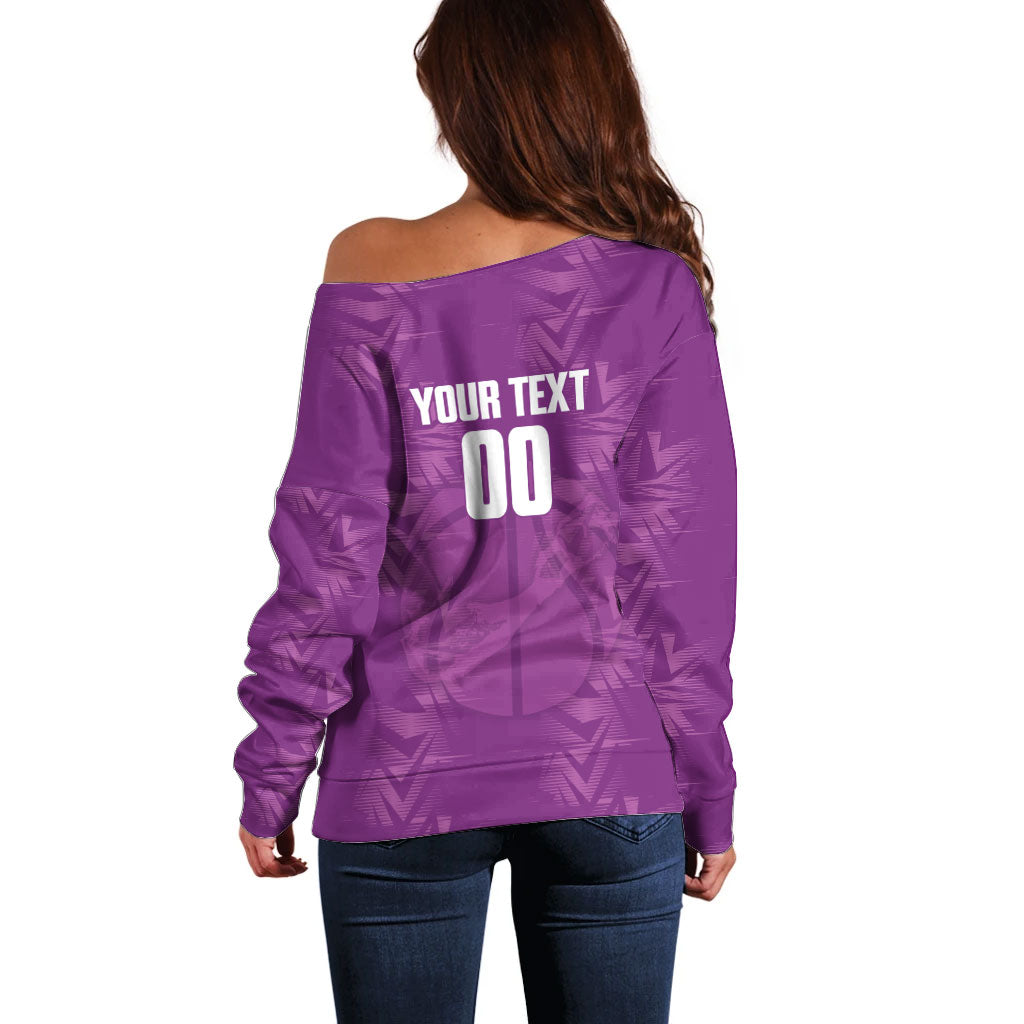 Bermuda Basketball Custom Off Shoulder Sweater Bermudian Map Sporty Style