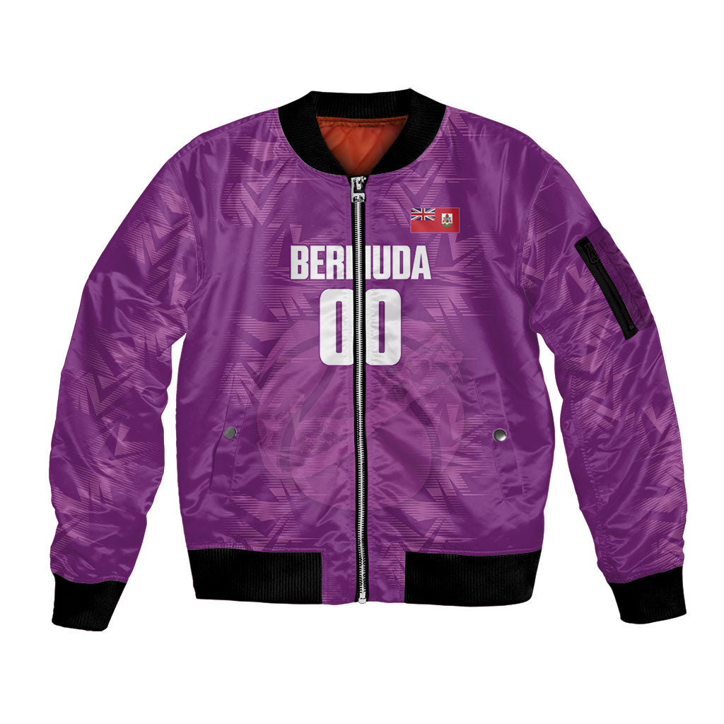 Bermuda Basketball Custom Sleeve Zip Bomber Jacket Bermudian Map Sporty Style