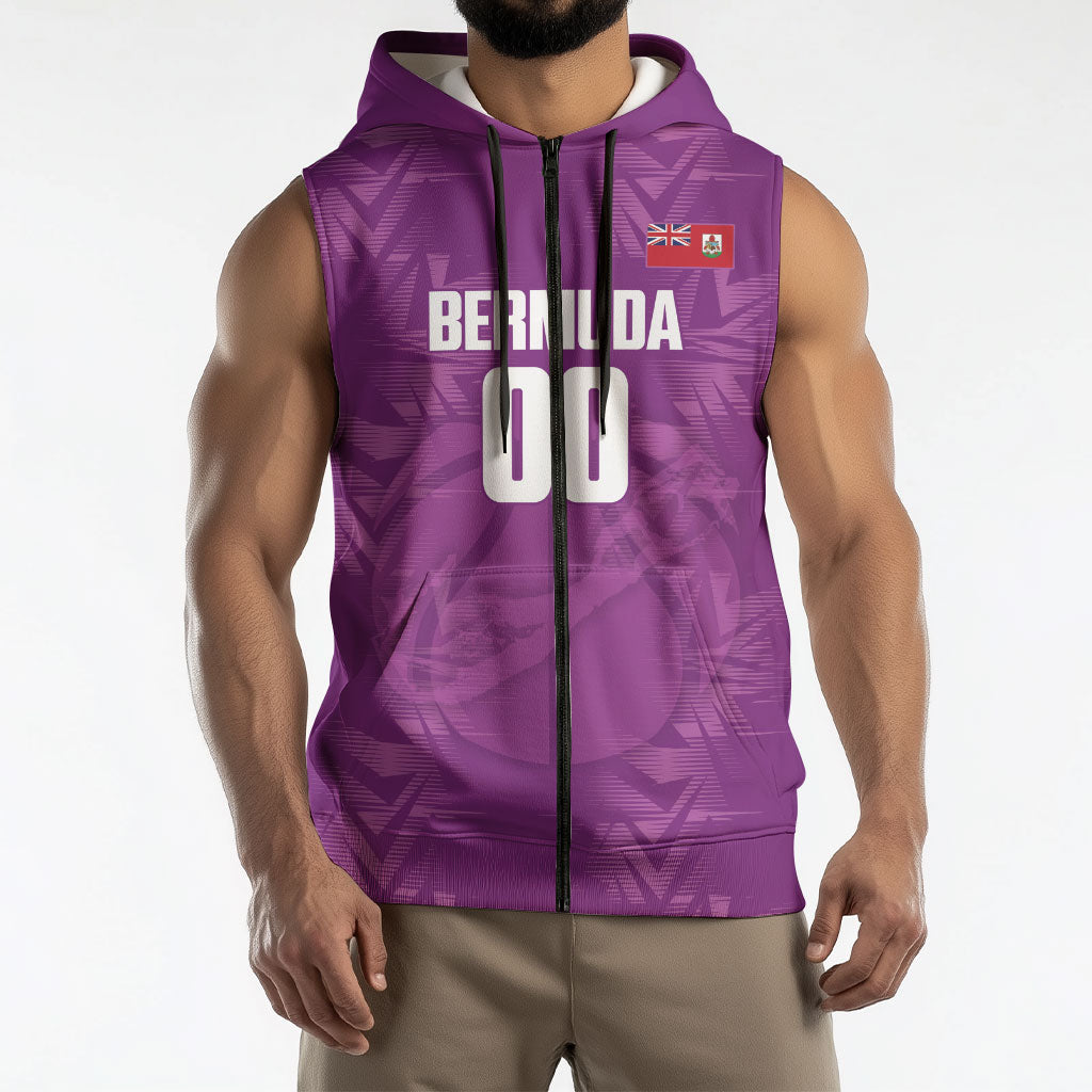 Bermuda Basketball Custom Sleeveless Zip Hoodie Bermudian Map Sporty Style