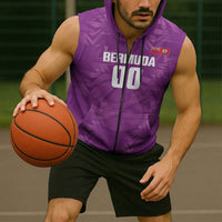 Bermuda Basketball Custom Sleeveless Zip Hoodie Bermudian Map Sporty Style