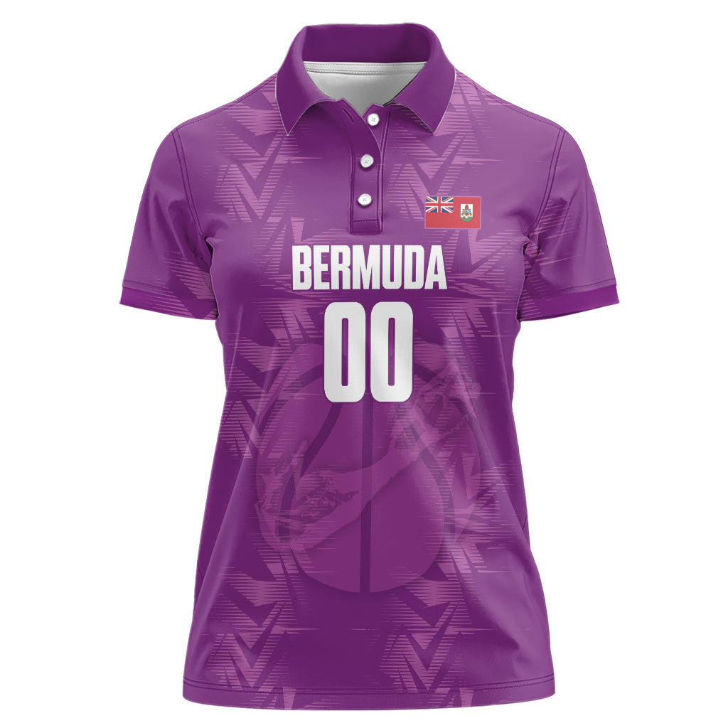 Bermuda Basketball Custom Women Polo Shirt Bermudian Map Sporty Style