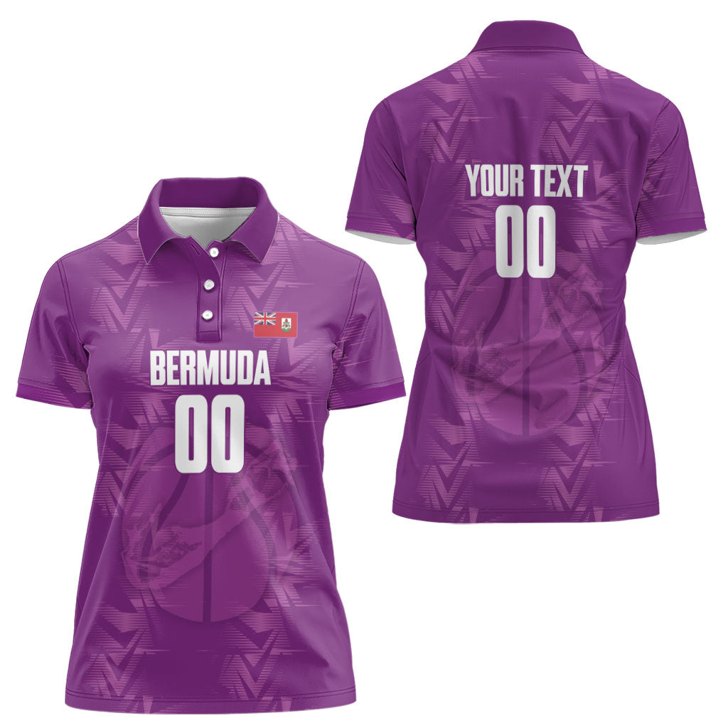 Bermuda Basketball Custom Women Polo Shirt Bermudian Map Sporty Style