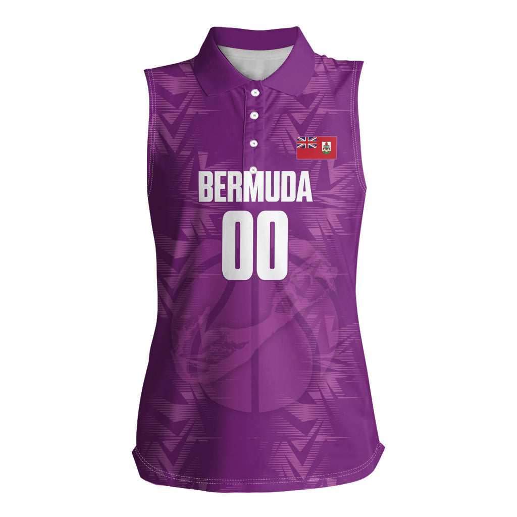 Bermuda Basketball Custom Women Sleeveless Polo Shirt Bermudian Map Sporty Style