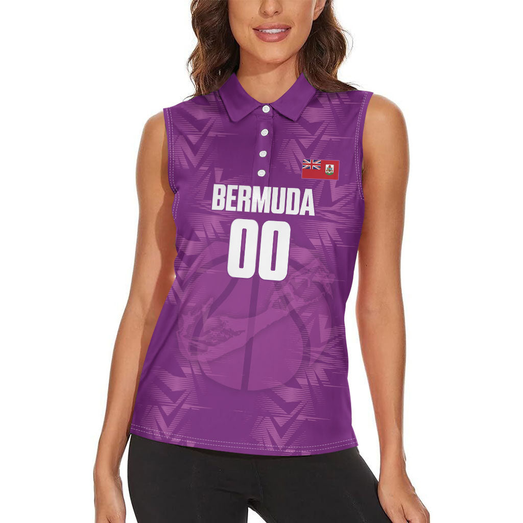 Bermuda Basketball Custom Women Sleeveless Polo Shirt Bermudian Map Sporty Style