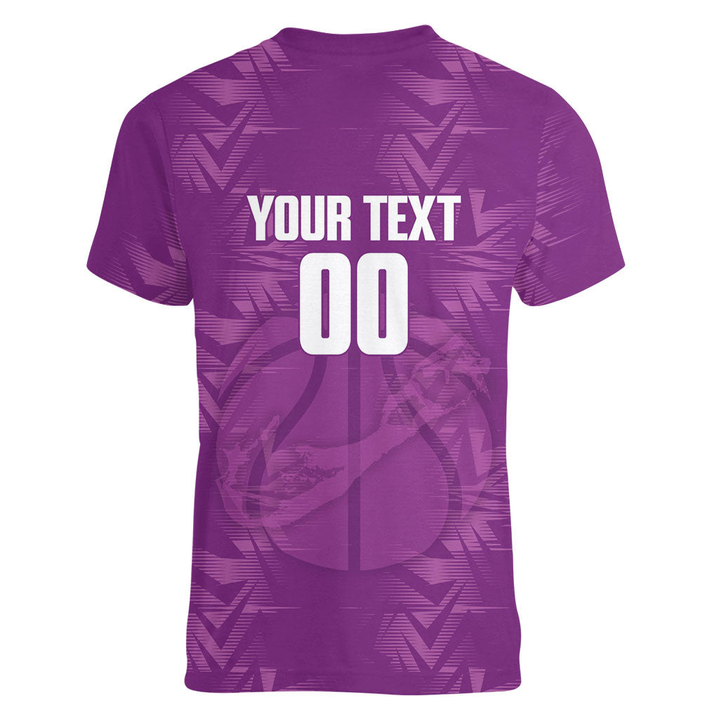 Bermuda Basketball Custom Women V-Neck T-Shirt Bermudian Map Sporty Style