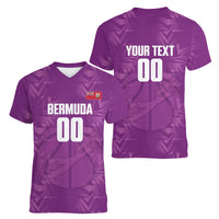 Bermuda Basketball Custom Women V-Neck T-Shirt Bermudian Map Sporty Style