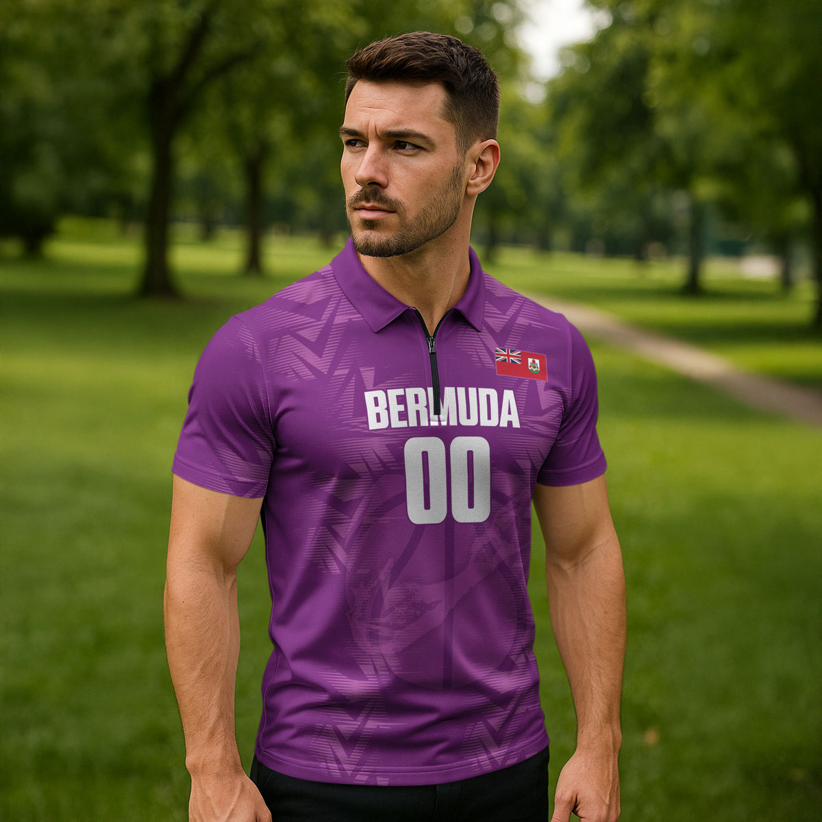 Bermuda Basketball Custom Zipper Polo Shirt Bermudian Map Sporty Style