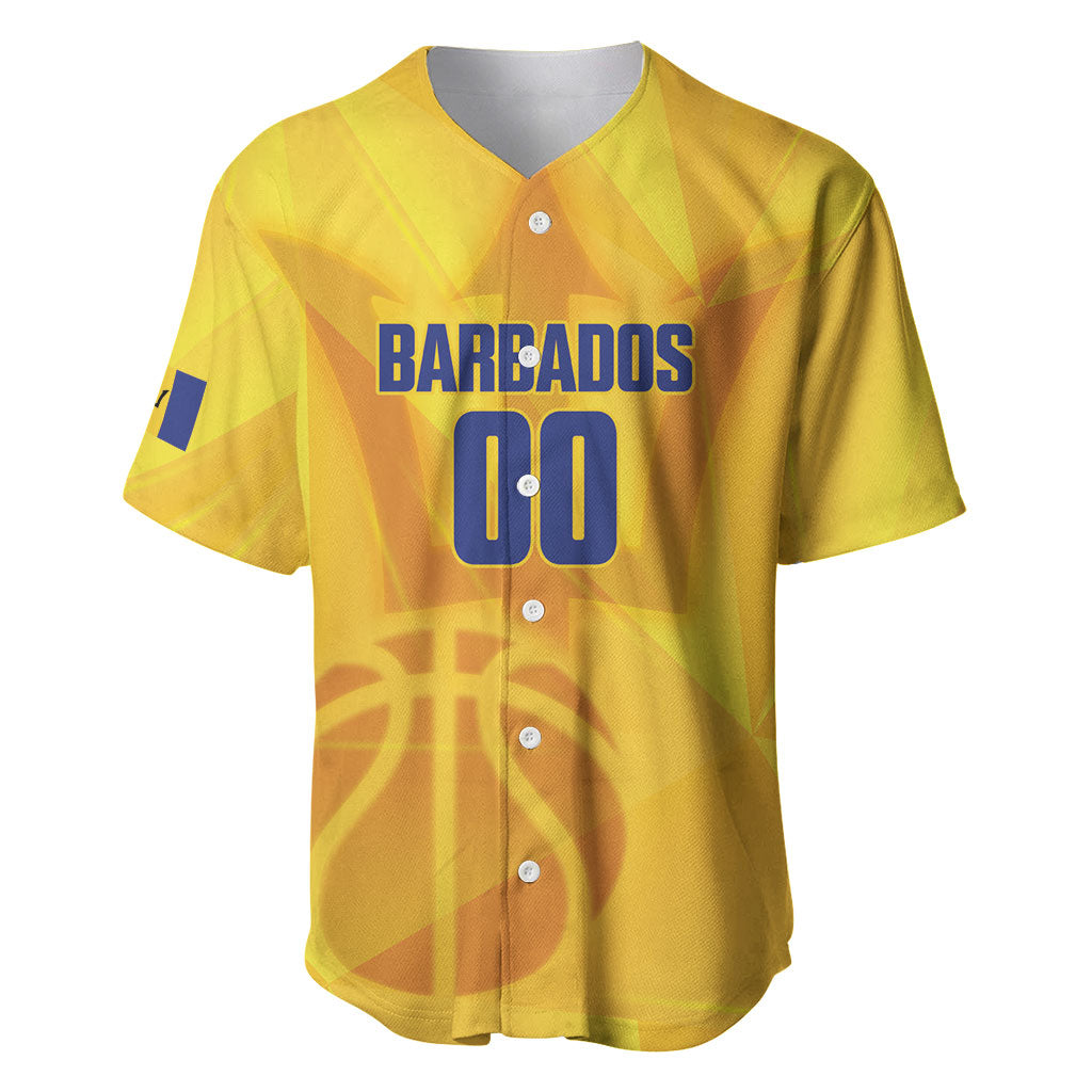 Barbados Basketball Custom Baseball Jersey Barbadian Trident Yellow Version