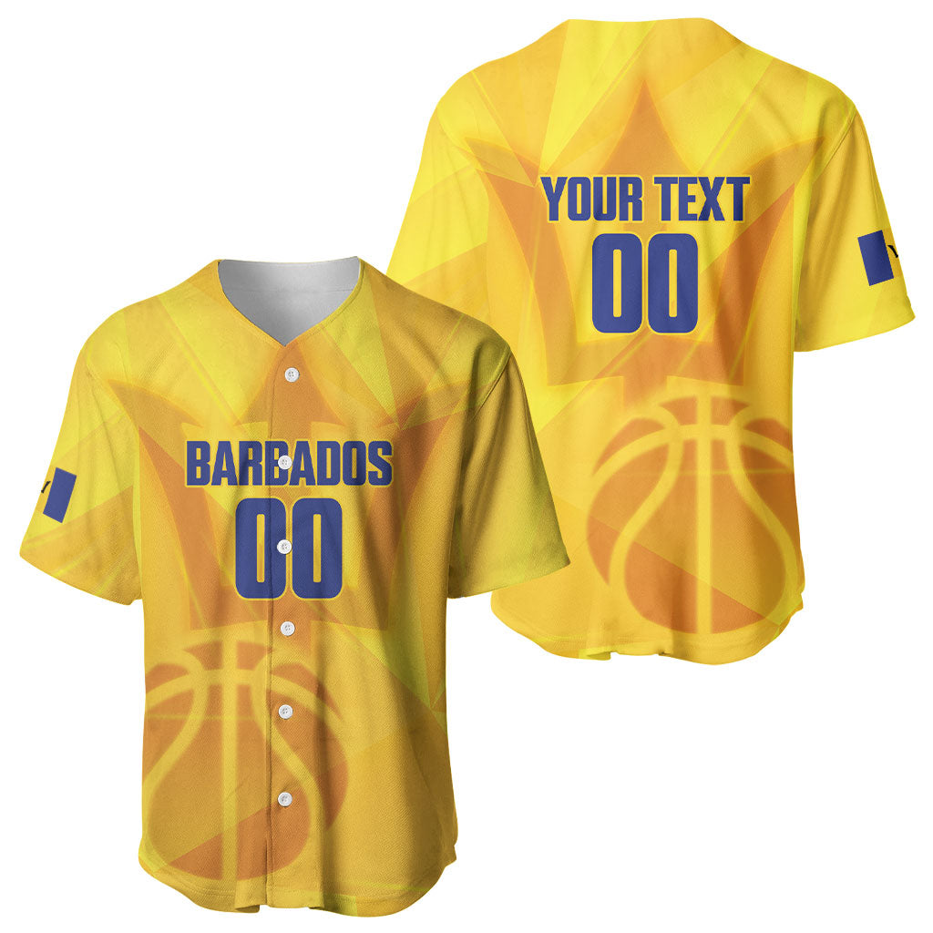 Barbados Basketball Custom Baseball Jersey Barbadian Trident Yellow Version