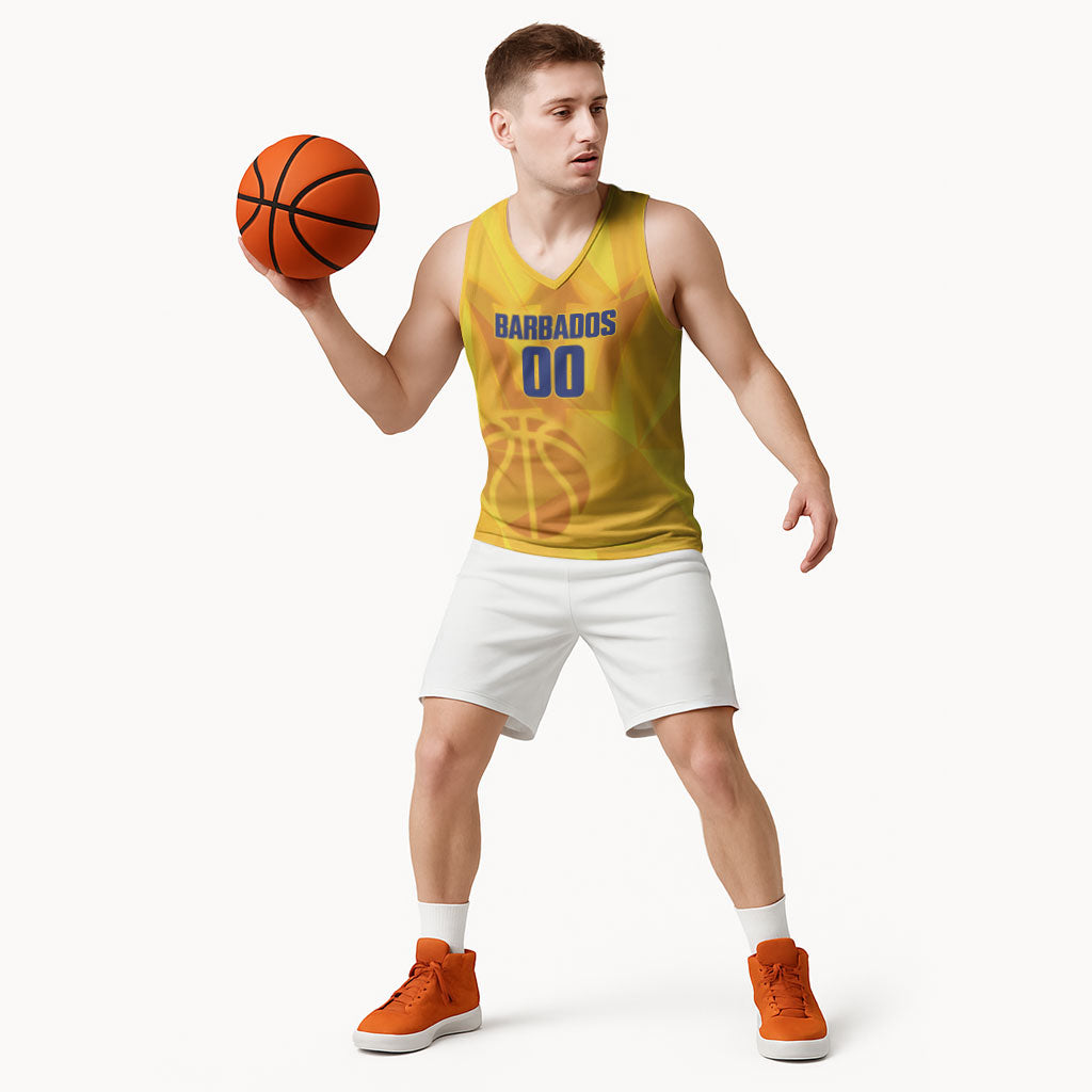 Barbados Basketball Custom Basketball Jersey Barbadian Trident Yellow Version