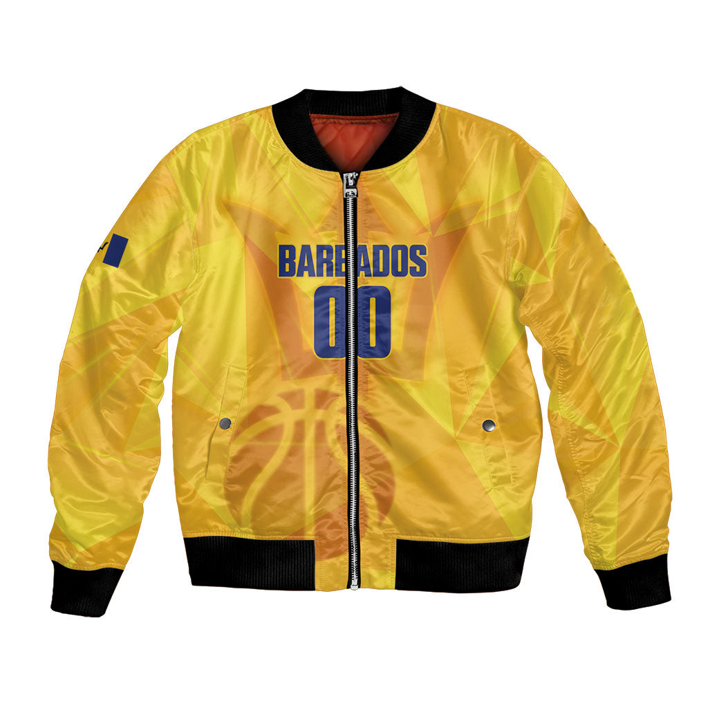 Barbados Basketball Custom Bomber Jacket Barbadian Trident Yellow Version