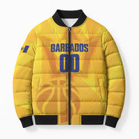 Barbados Basketball Custom Bomber Puffer Jacket Barbadian Trident Yellow Version