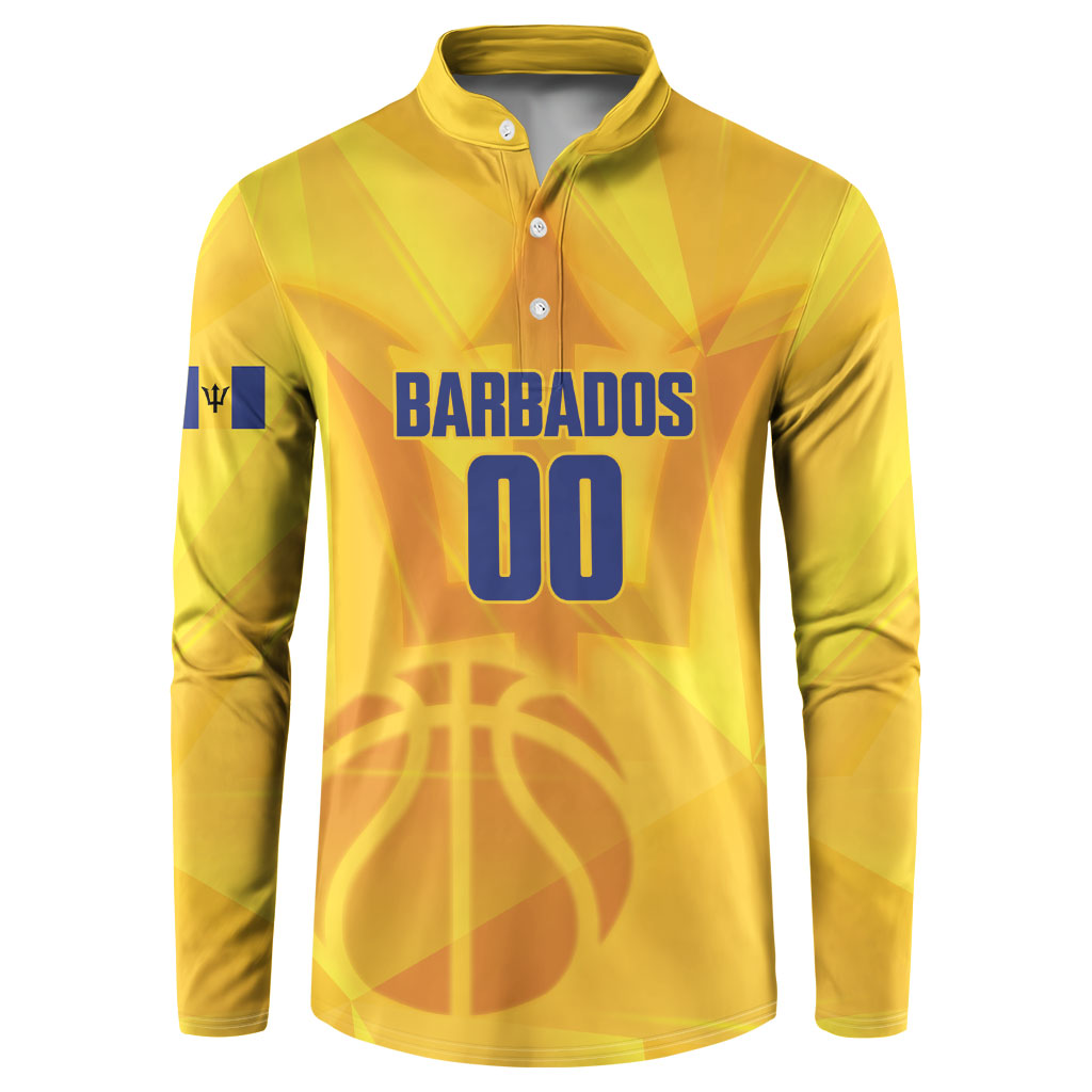 Barbados Basketball Custom Button Sweatshirt Barbadian Trident Yellow Version