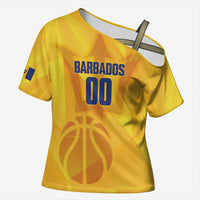 Barbados Basketball Custom Cross Shoulder Shirt Barbadian Trident Yellow Version