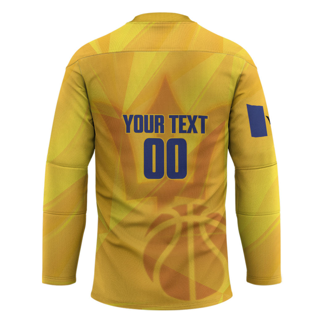 Barbados Basketball Custom Hockey Jersey Barbadian Trident Yellow Version