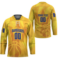 Barbados Basketball Custom Hockey Jersey Barbadian Trident Yellow Version