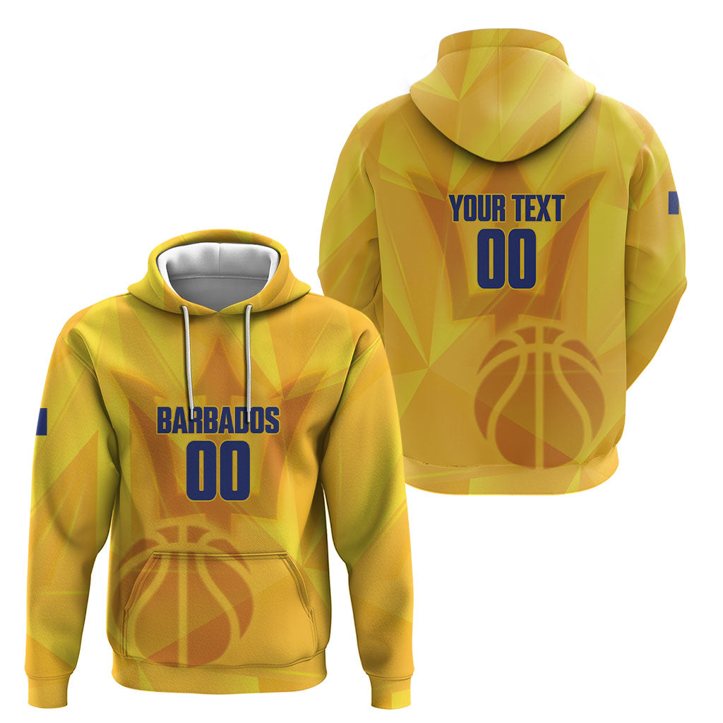 Barbados Basketball Custom Hoodie Barbadian Trident Yellow Version