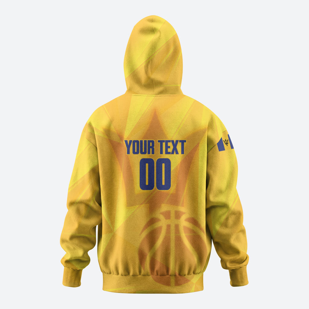 Barbados Basketball Custom Hoodie Barbadian Trident Yellow Version