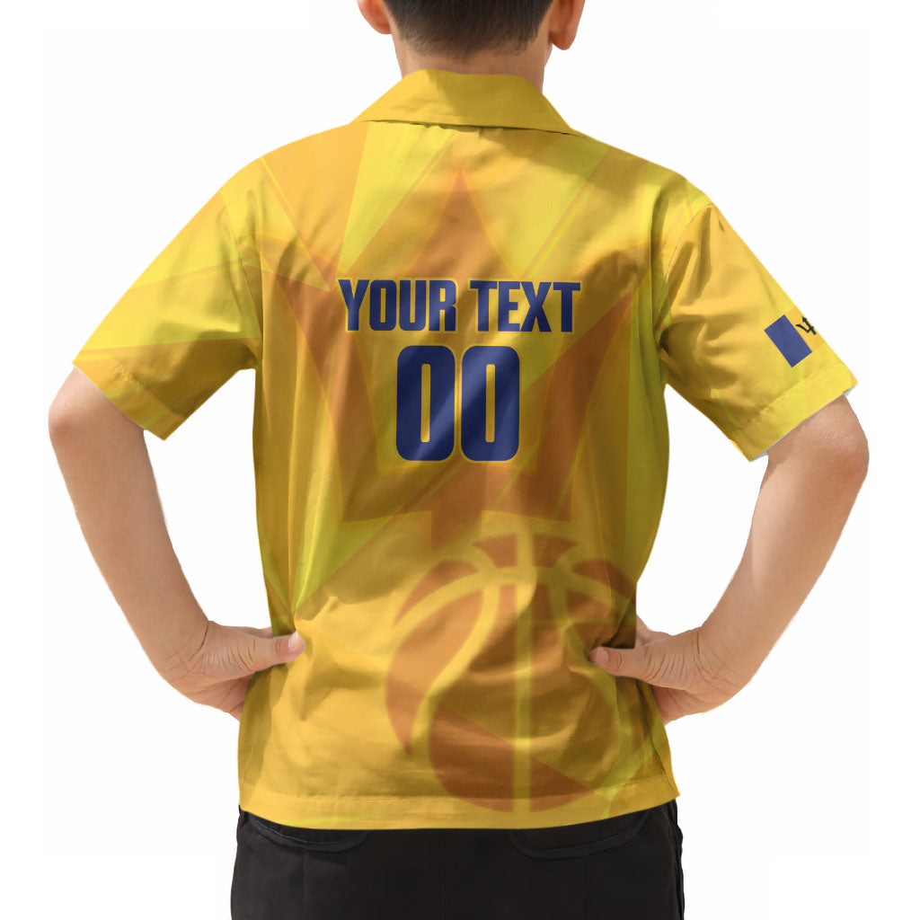 Barbados Basketball Custom Kid Hawaiian Shirt Barbadian Trident Yellow Version