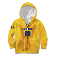 Barbados Basketball Custom Kid Hoodie Barbadian Trident Yellow Version