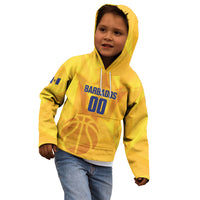 Barbados Basketball Custom Kid Hoodie Barbadian Trident Yellow Version