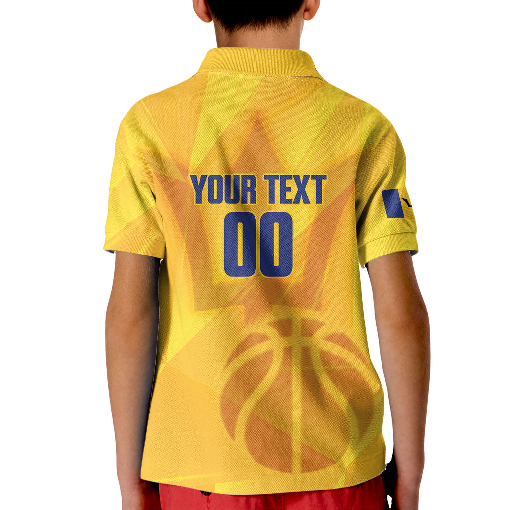 Barbados Basketball Custom Kid Polo Shirt Barbadian Trident Yellow Version