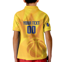 Barbados Basketball Custom Kid Polo Shirt Barbadian Trident Yellow Version