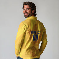 Barbados Basketball Custom Long Sleeve Polo Shirt Barbadian Trident Yellow Version