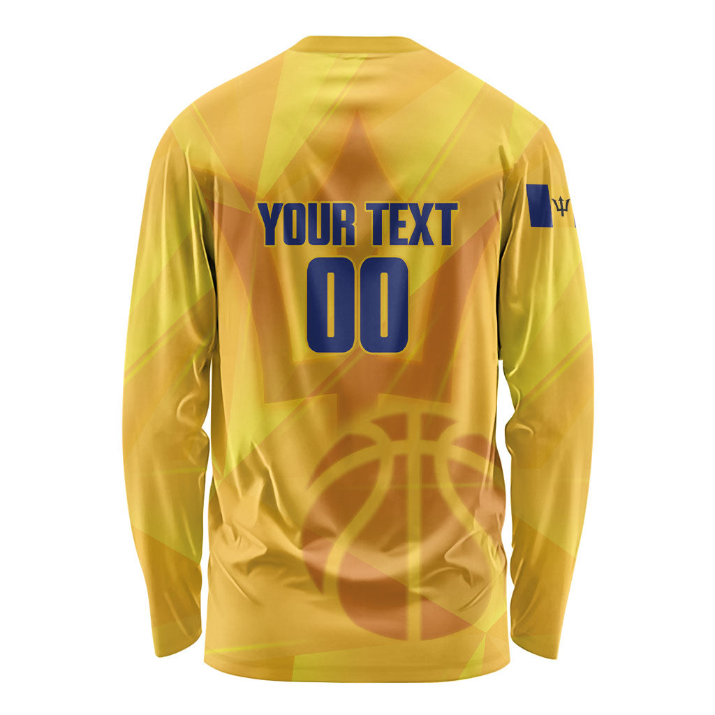 Barbados Basketball Custom Long Sleeve Shirt Barbadian Trident Yellow Version
