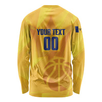 Barbados Basketball Custom Long Sleeve Shirt Barbadian Trident Yellow Version